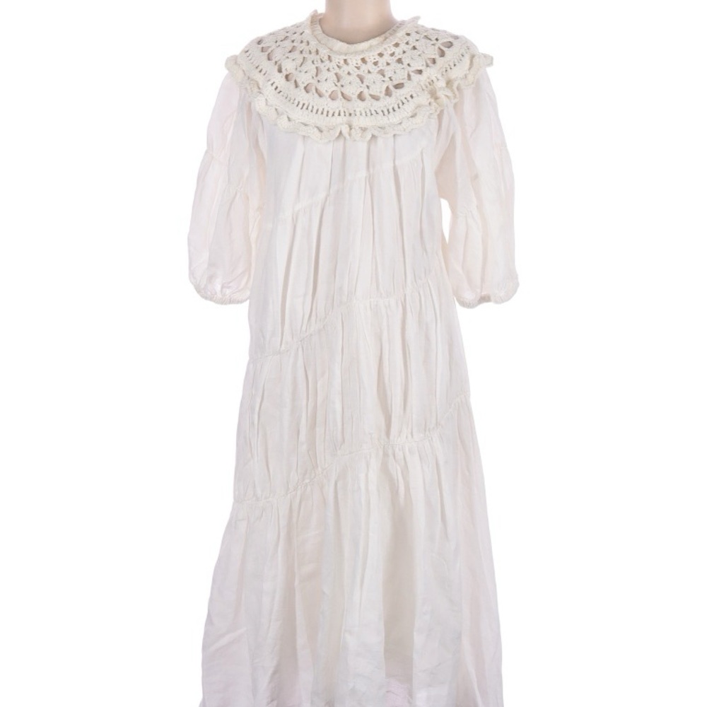 Sea New York White Long Sleeve Dress with Lace Detail